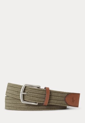LEATHER-TRIM BRAIDED BELT - Πλεκτή ζώνη - canopy olive