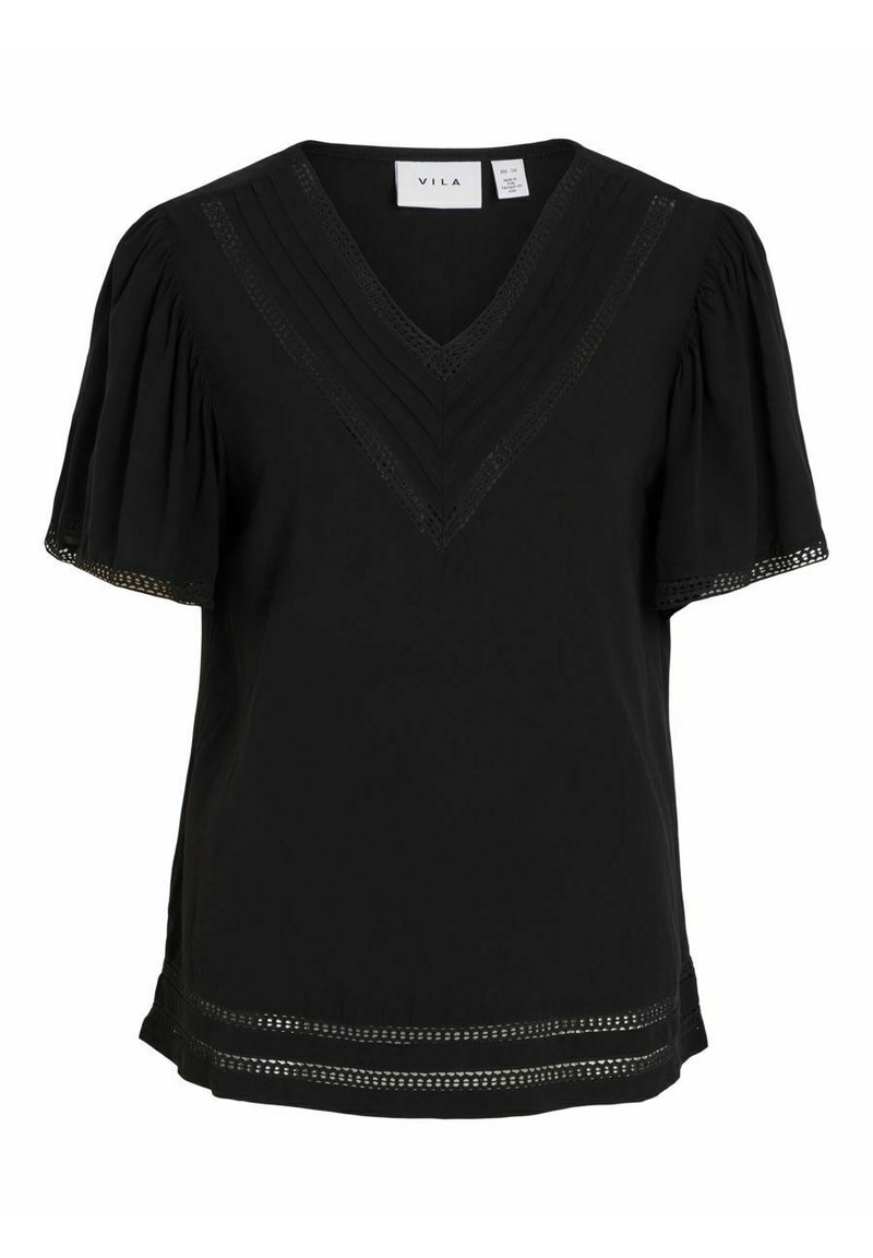 Damen T-Shirts | Vila MIT KURZEN ÄRMELN V AUSSCHNITT Bluse black/schwarz - TJ15050 Damen T-Shirts | Vila MIT KURZEN ÄRMELN V AUSSCHNITT Bluse black/schwarz - TJ15050