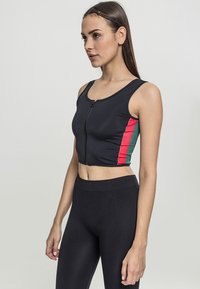 Urban Classics LADIES SIDE STRIPE CROPPED ZIP  - Top - black/firered/green