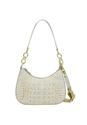 HANDPAINTED - Handtasche - croco embossed cream gold