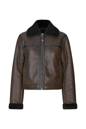 Samsøe Samsøe FREYA JACKET - Casaco de couro - dark brown crackled