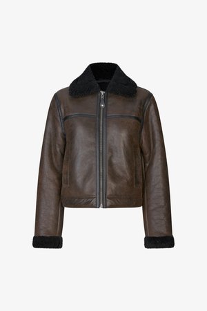 Samsøe Samsøe FREYA JACKET - Chaqueta de cuero - dark brown crackled