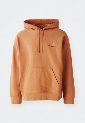 Oranje hoodie van een katoenmix met een voorkant zak, verstelbare trekkoordkap en geborduurd logo op de borst.