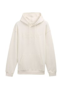 Kremowa bluza z kapturem o fakturowanej tkaninie, z kieszenią typu kangur i regulowanymi sznurkami przy kapturze. Haft "Established 2007".