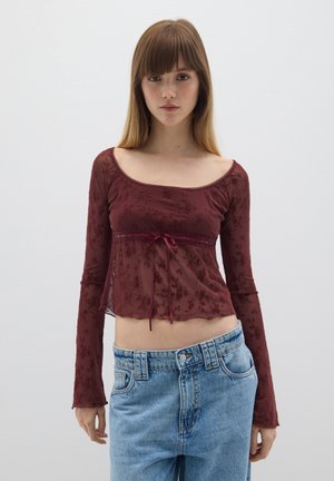 TRANSPARENT LONG SLEEVE - Blouse - claret red