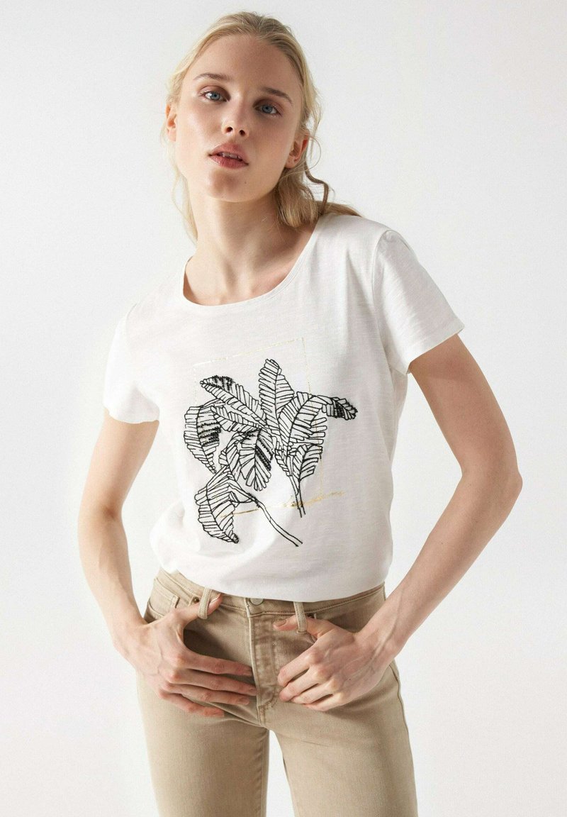 Salsa Jeans Tshirt z nadrukiem perle/beżowy Zalando.pl