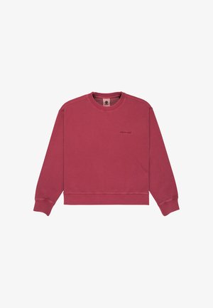 Sudadera burdeos con cuello redondo, mangas largas y pequeño logotipo de "element" impreso en el pecho izquierdo.