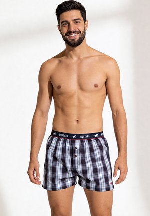 Mustang Bodywear, 2 PACK - Boxer shorts - marineblau kariert marineblau einfarbig