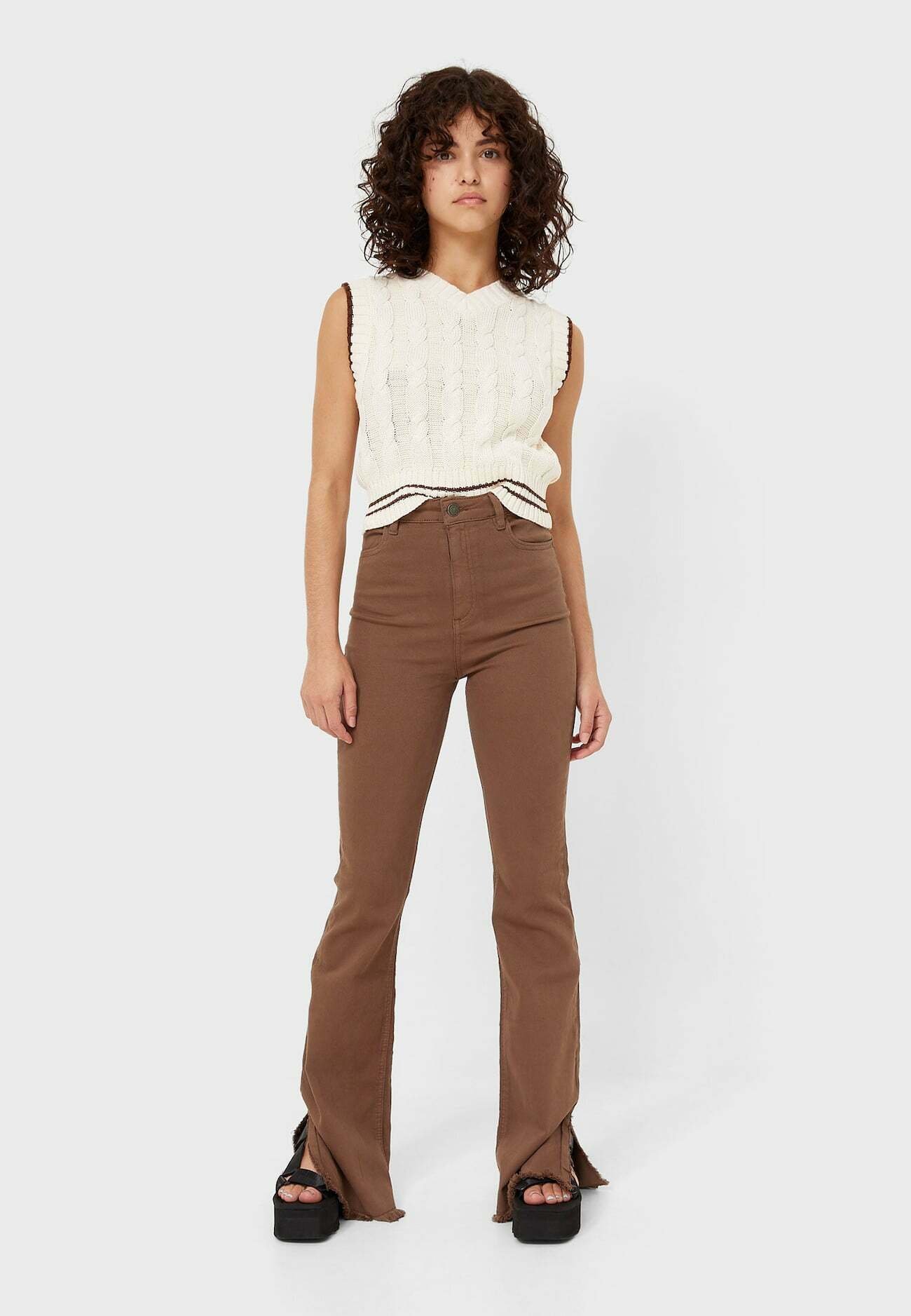 Stradivarius MIT ZOPFMUSTER - Top - beige - Zalando.de