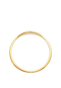 Gul metalring, simpel design med en glat, rund band. Blank overflade med ensartet tykkelse hele vejen igennem. Ingen udsmykninger.