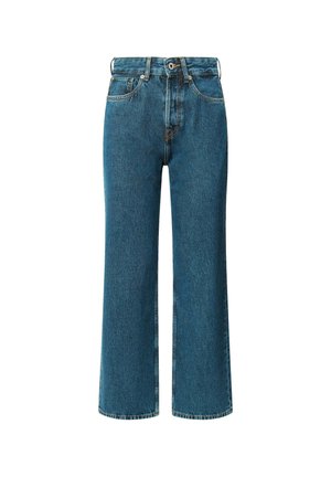 Jeans blue a vita alta con un silhouette dritta e larga. Realizzati in denim, con tasche frontali standard e patta con zip.