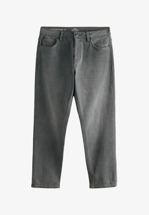 Halli denimipüksid sirge lõikega, viie taskuga disain ja nähtav õmblus. Varustatud nööbi ja tõmbluku sulgemisega.