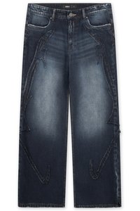 PATCH - Loose fit teksad - dark blue washed