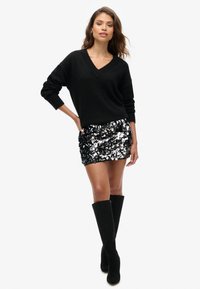 Superdry & Co SEQUIN DISC - Mini skirts  - silver black sequin