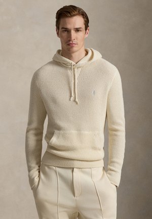 TEXTURED WOOL-COTTON HOODED SWEATER - Mikina s kapucňou - andover cream