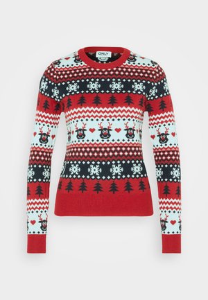 ONLY Tall ONLXMAS REINDEER O NECK BOX - Jersey de punto - chili pepper/night sky