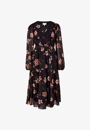 Apricot, CHIFFON FLORAL TIERED MIDI DRESS - Дневна рокля - black