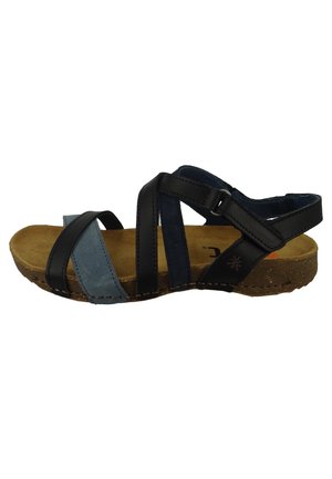 BREATHE SCHWARZ  BLACK BLUE LEDER - Sandalias de senderismo - black blue