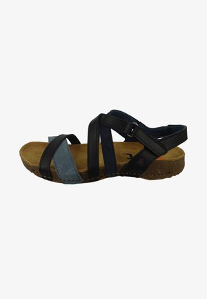 *Art BREATHE SCHWARZ BLACK BLUE LEDER - Sandalias de senderismo - black blue