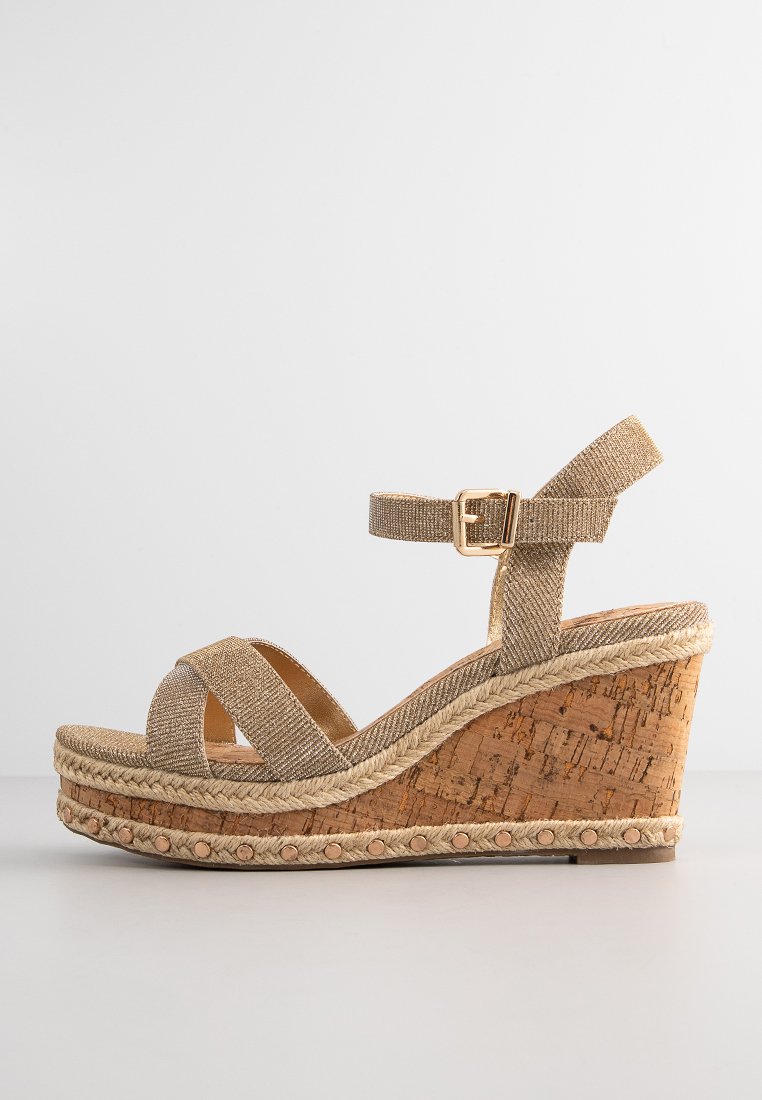 Dune London Sandalen met sleehak goudkleurig