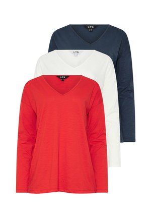 3 PACK V-NECK  - Long sleeved top - red