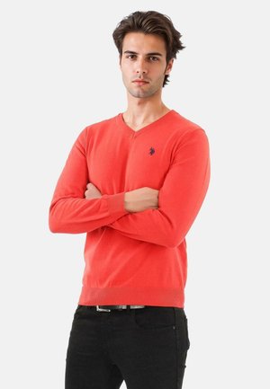 Strickpullover - rot navy