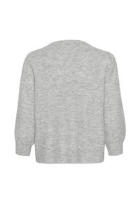 Lichtgrijze pullovertrui met een ronde hals, lange mouwen en een relaxed fit. Gemaakt van zachte stof met een gladde textuur.