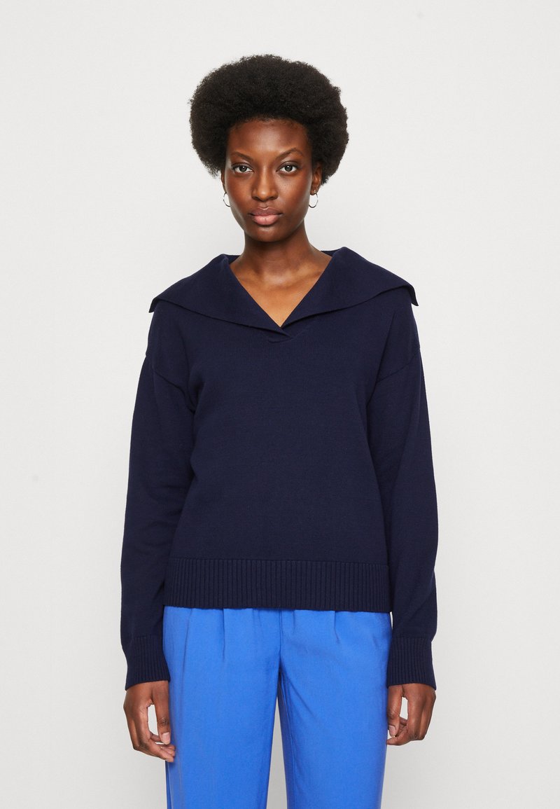 GAP V WIDE COLLAR Jumper navy uniform/dark blue Zalando.ie