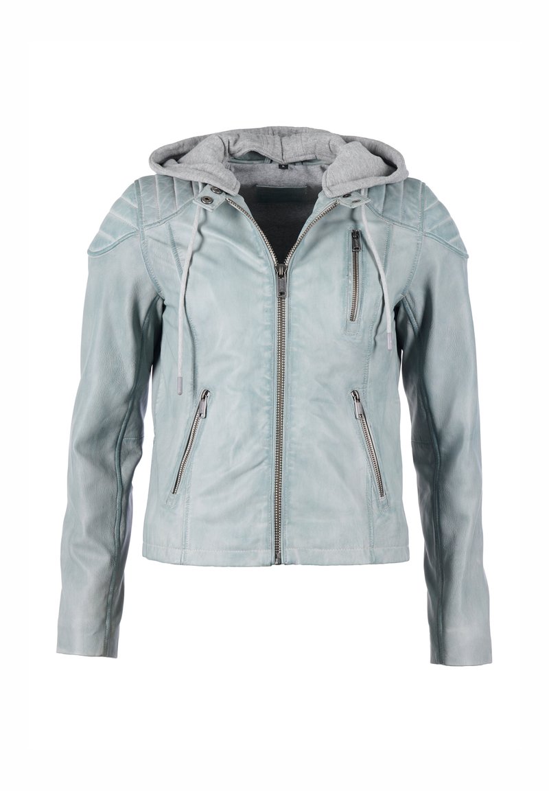 Mustang MIT KAPUZENE - Leren jas - grau