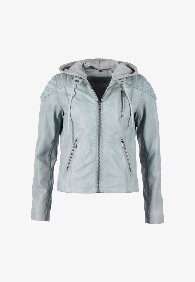 Mustang MIT KAPUZENE - Leren jas - grau