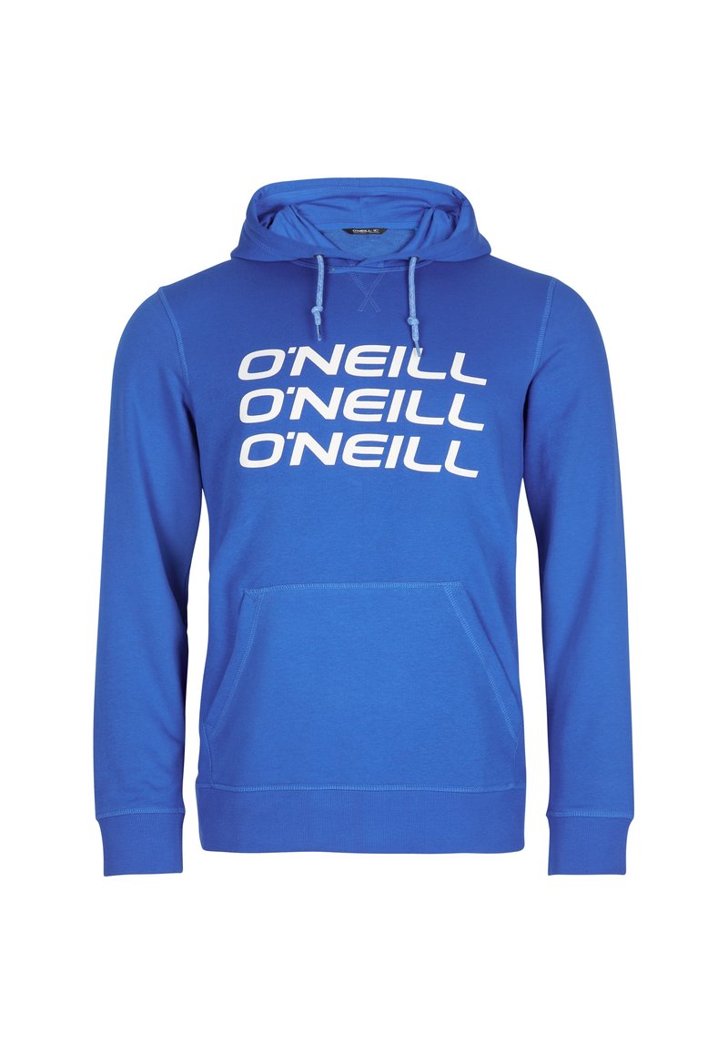 Felpa blu con tasca a marsupio e cappuccio con coulisse. Presenta una grande scritta bianca "O'Neill" di dimensioni variabili sulla parte anteriore.