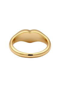 Gold ring with a smooth, polished surface and a heart-shaped profile at the top. Features a rounded band with a uniform width.