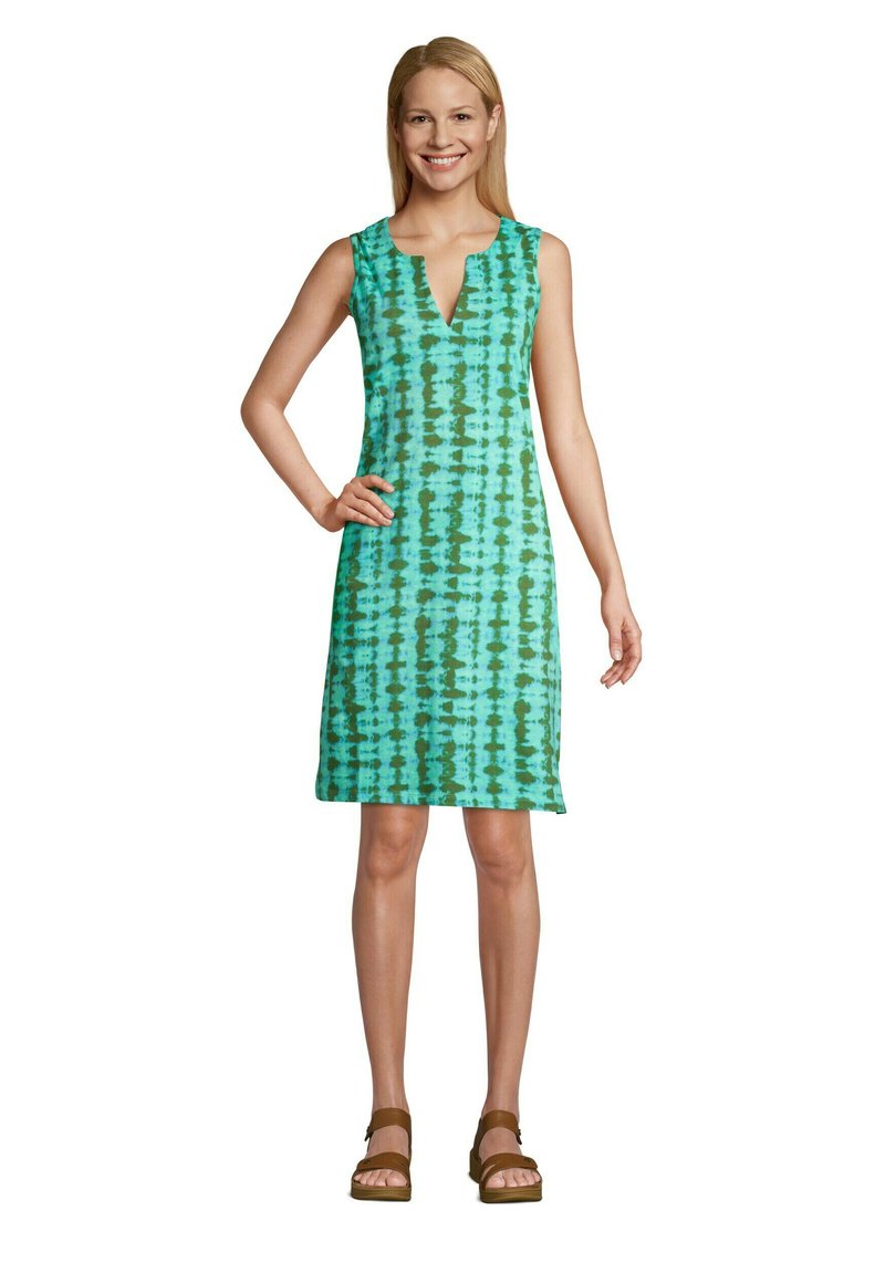 LANDS' END Jerseykleid chive turquoise tie dye/grün Zalando.de