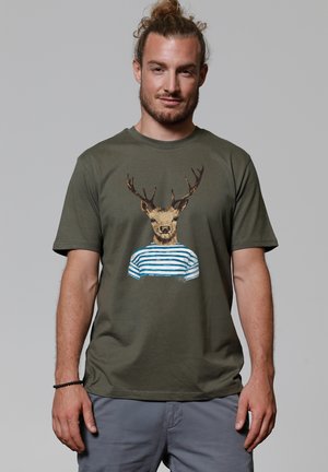 HIRSCH - T-Shirt print - khaki