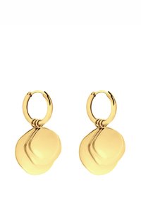 Goudkleurige creolen met gelaagde, ovale accenten en een gepolijste afwerking. Lichtgewicht ontwerp met een naadloze sluiting.