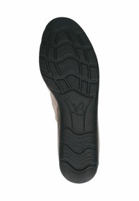 Semelle de chaussure en caoutchouc noire avec un motif en vagues, grip texturé et logo de papillon. Taille marquée comme 37. Bords lisses et design durable.