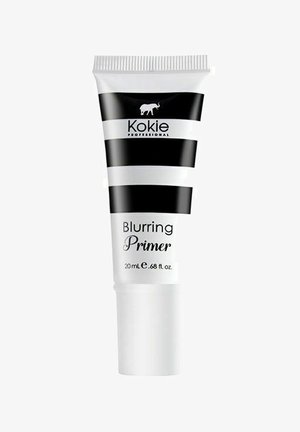 Kokie Blurring Primer 20 mL tūbelėje su balta baze, juodomis juostelėmis ir dramblio logotipu, lygi tekstūra.