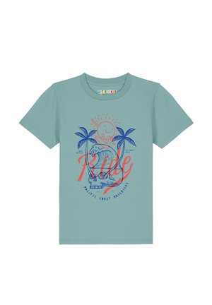 RIDE THE WAVES - T-shirt print - teal monstera