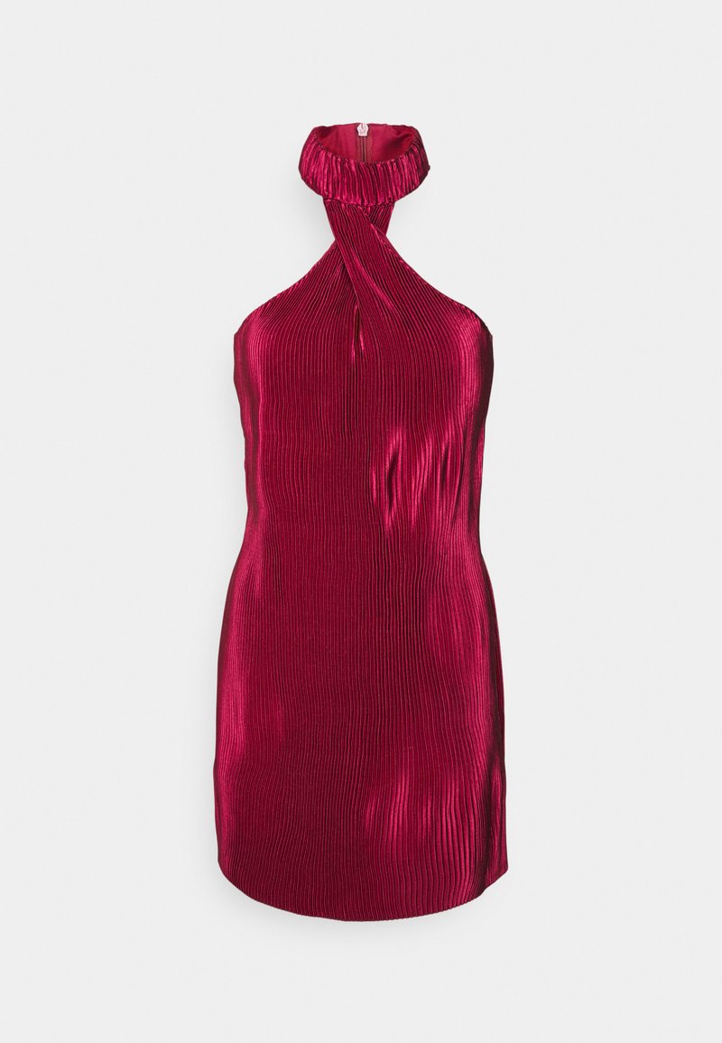 Missguided Petite TWIST NECK PLISSE MINI DRESS - Vestido de cocktail / Vestido de festa - burgundy