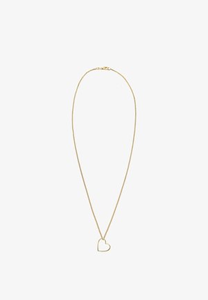 Colier din aur cu un pandantiv minimalist în formă de inimă deschisă, cu o finisare netedă și lănțișoare delicate.