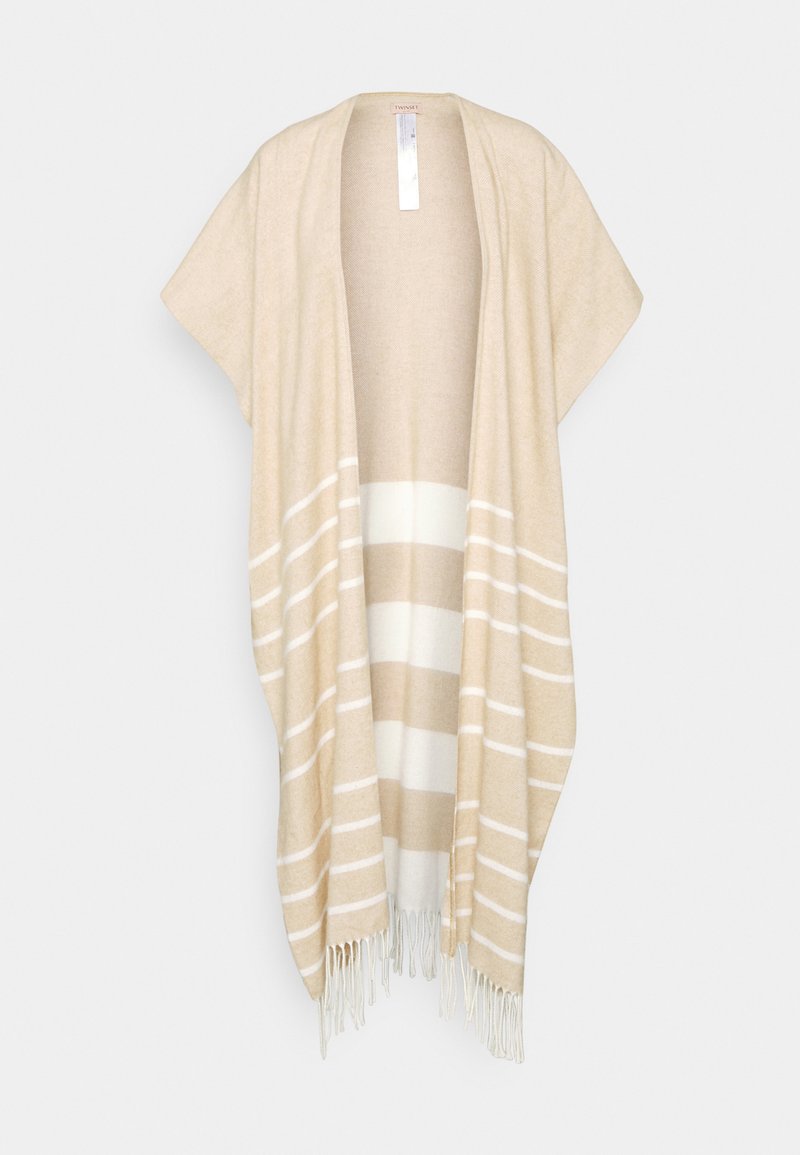 Damen Leichte Jacken | TWINSET GILET IN PANNO A RIGHE CON FRANGE Cape cuban sand/giglio/sand - PV27682 Damen Leichte Jacken | TWINSET GILET IN PANNO A RIGHE CON FRANGE Cape cuban sand/giglio/sand - PV27682