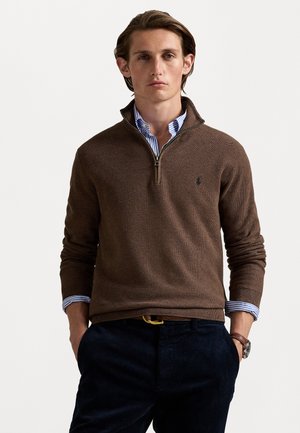 KNIT COTTON QUARTER ZIP JUMPER - Strickpullover - nutmeg brown heather