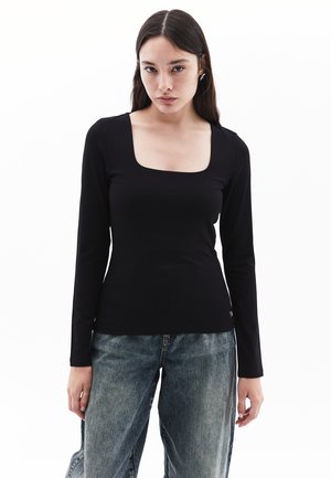 MIT WEITEM AUSSCHNITT - Long sleeved top - black