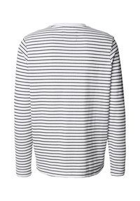 Langärmelig shirt van wit katoen met dunne zwarte horizontale strepen, voorzien van een ronde hals en een losse pasvorm.