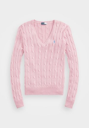 Polo Ralph Lauren CABLE KNIT COTTON V NECK SWEATER - Striktrøje - carmel pink