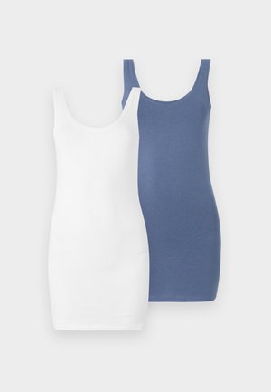 Kaks lohakleiti, üks valge ja üks sinine, pehmest, venivast kangast, millel on ümmargune kaelus ja istuv vorm.