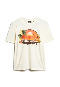 Superdry & Co TRAVEL SOUVENIR - Camiseta estampada - ecru marl