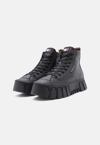 Tommy Jeans VULC FLATFORM LEOPARD - Sapatilhas de cano alto - black