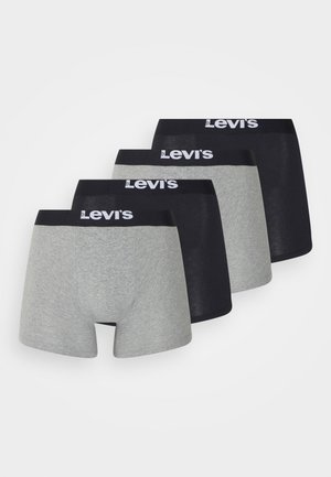 Fire par med Levi's boxer shorts, to grå og to svarte, med en elastisk midjebånd som har Levi's-logoen. Glatt, elastisk stoff.