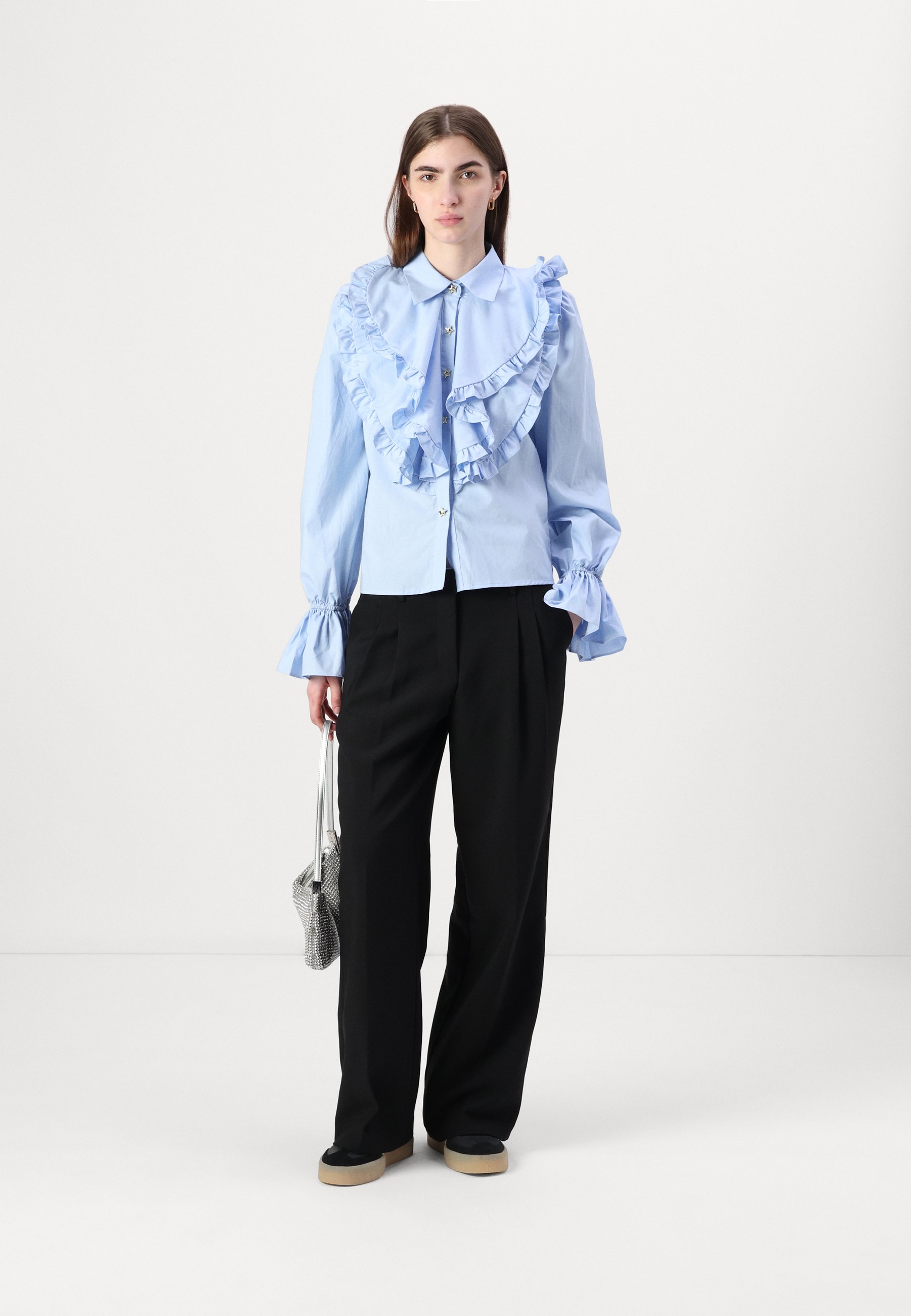Sister Jane GRACE RUFFLE BLOUSE - Button-down blouse - blue
